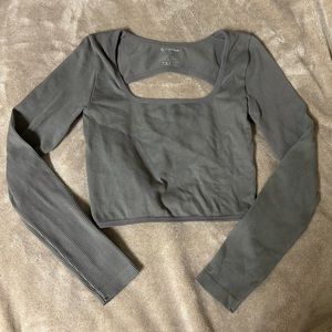 Open Back Grey Long Sleeve Top